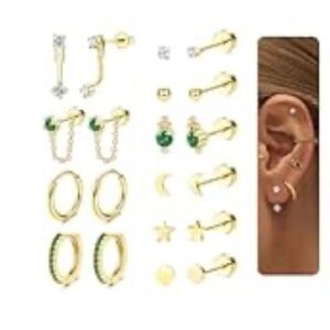 Chic Gold Earring Set with Studs and Hoops